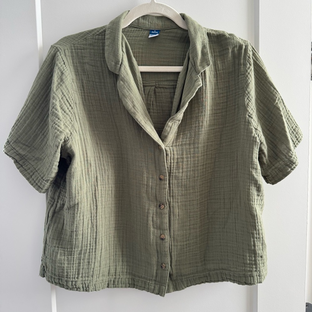 Old Navy Olive Lightweight Button Down Top